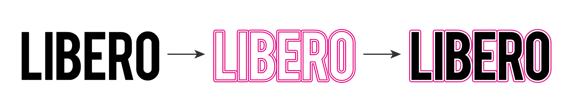 Vector text in Adobe Illustrator converted into a cut contour using Offset Path with a magenta stroke.