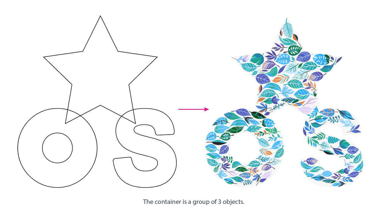 Shape Respect Layout nesting vector artwork inside a grouped container with three shapes