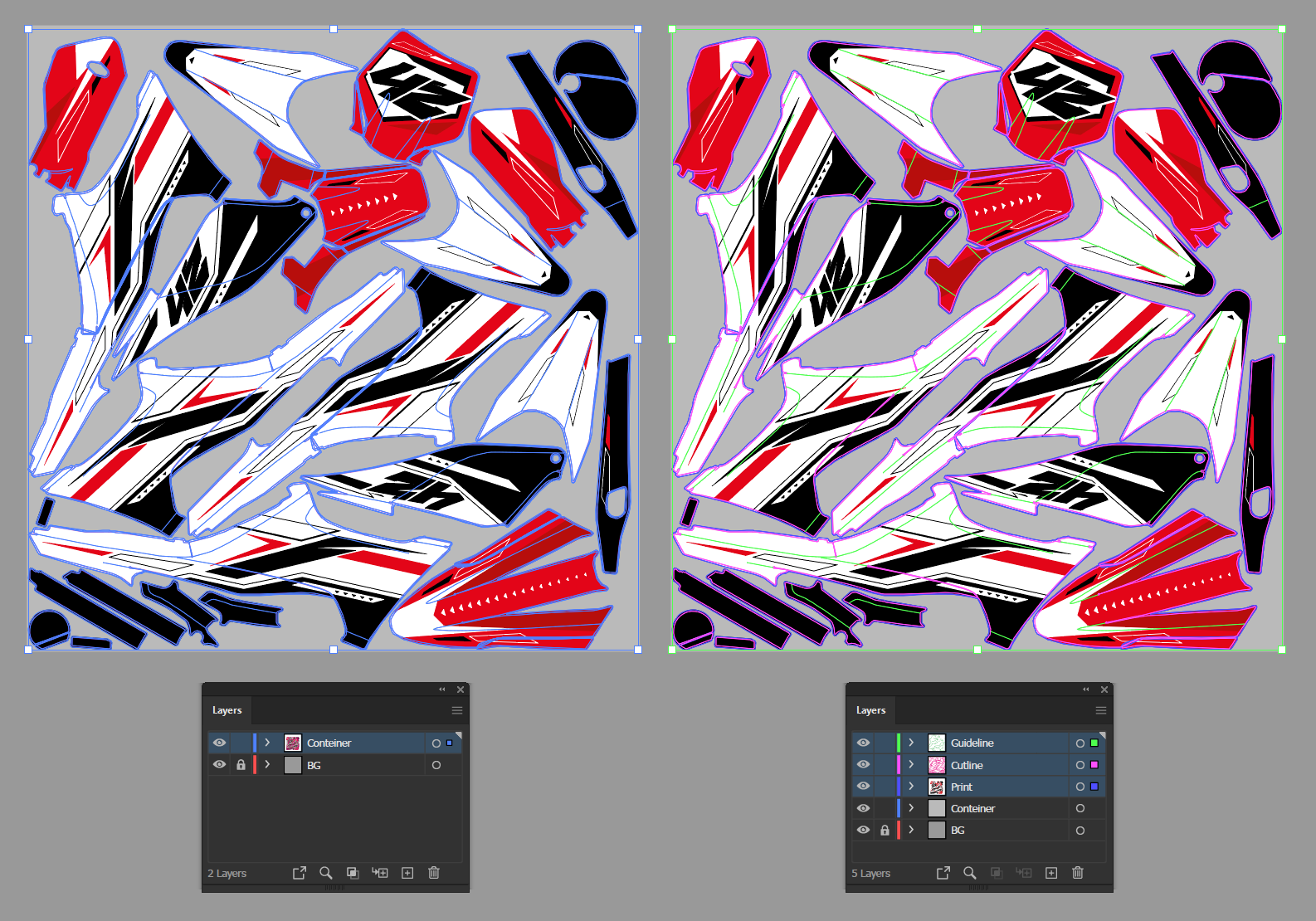 Adobe Illustrator layers panel demonstrating Multi-Layer Retention in Arrange Master 1.3.1