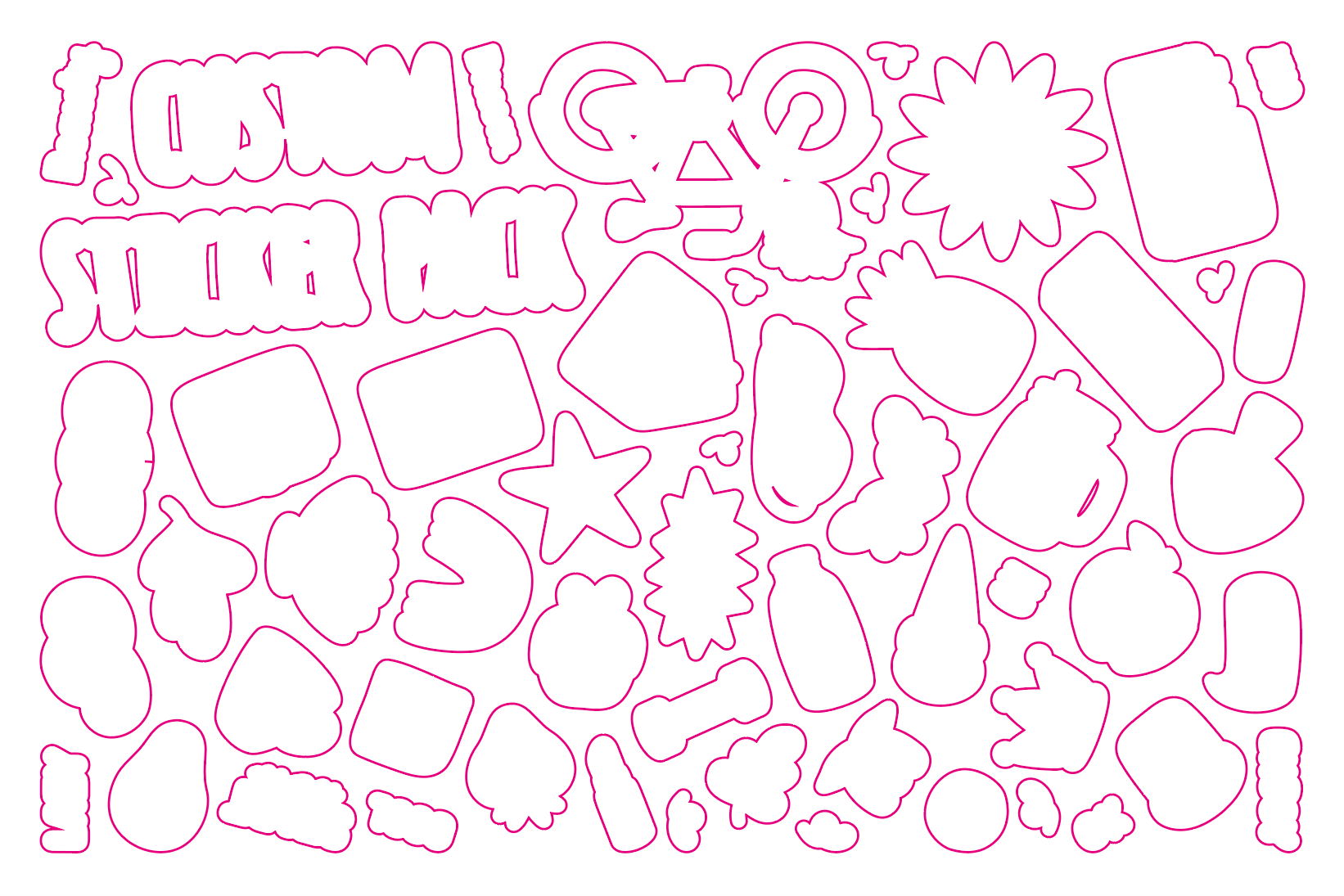 Magenta vector outline paths representing cutting lines and clipping masks prepared for a plotter or CNC cutting in Illustrator.